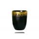 Luxury Gold/Silver Foiled Solid Black Whisky Tumbler Glass With Flower Pattern