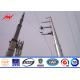 2 Sections Hot Dip Galvanized Electrical Power Pole With Arms Drawings 17m Height