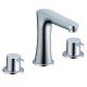 Ceramic Three Hole Bathroom Sink Basin Double Handle Tap Faucets Chrome Plated