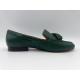 Fashion Womens Flat Leather Shoes Dark Green Non Slip Loafers