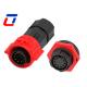 Red M19 IP67 Waterproof Connector 10 Pin Male Female Water Tight Cable Connector