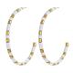 45mm Open Circle Beads Enamel Hoop Earrings C Shape White And Gold