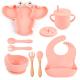 Blue Pink Lobster Baby Silicone Feeding Set 0-3 Years Old