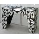 Leaves Design Hallway Mirror Table , Black Silver Color Mirrored Cocktail Table