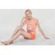 Soft Women'S Sleeveless Pajama Sets / Summer Pj Sets With Orange Short Pants