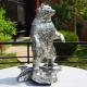 Silver color Stainless Steel Cast Sculpture Standing Bear For Home Decoration