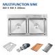 32' Multifunction Top Mount Farmhouse Sink Stainless 16 Gauge With Knife Holder 82x45