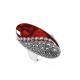 Vintage Sterling Silver Ring with Oval Red Cubic Zirconia and Marcasite(R12283RED)