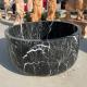 BLVE Black Carrara Marble Bathtub Round Solid Natural Nero Marquina Stone Freestanding Bath Tub