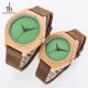 Oem Bamboo Case Quartz Lover Couple Watch With Green Red Blue Face