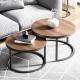 Metal Solid Wooden Round Circular Nesting Coffee Tables For Sofa BedSide