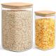 Glass Pantry Storage Containers, 138/50 oz Large Square Flour Sugar Containers Airtight Lids, Gallon Glass Jars
