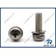 304/316 Stainless Steel Philips Pan Head SEMS Screw with Flat & Spring Washers