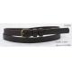 Flat Skinny Coffee Womens Leather Belt With Double Loops / Old Brass Buckle 1.85cm Width