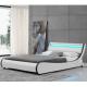 Queen Size Faux Leather Upholstered Platform Bed Frame With Curved Headboard