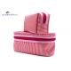 Light Weight Fabric Cosmetic Bag Small Women Handbag Deep Pink Color Oxford Lining
