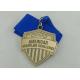 Pink Road Race Ribbon Medals 70mm Gold Plating With Soft Enamel