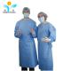 SMS Nonwoven Fabric Disposable Hospital Gowns With Collar-Tie Sleeve Elastic Cuff