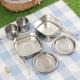 Lightweight Backpacking Outdoor Kitchen Picnic Pot Pan Stainless Steel 6 PCS Camping Cookware Set For Out Door Hiking