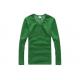 Green Long Sleeve Men's T - Shirts Casual V Neck Blank Cotton Keep Warm