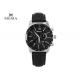 Elegant All Black Quartz Watch , 3 Dial Leather Sports Watches For Men Waterproof