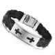 Tagor Stainless Steel Jewelry Super Fashion Silicone Leather Bracelet Bangle TYSR013