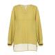 Light Yellow V Neck Fashion Ladies Blouse With Asymmetrical Hem For Summer / Spring