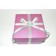 Coated Paper Board Gift Packaging Boxes, Fashion Pink Paper Rigid Gift Boxes With Ribbon