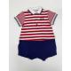 Summer Strips 2 Piece Outfits Baby Boy Collared Polo