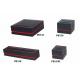 Black Plastic Jewelry Boxes with Red Frame on the outside top adn edge