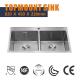 Topmount Stainless Steel Kitchen Sink Cabinet Double Bowl 16 Gauge 82x45