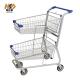180L 2 Tier Double Basket Metal Shopping Cart With Wheels Trolley For Retail Shop