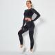 Knitted Womens Seamless Workout Sets High Elastic Two Piece Workout Sets Long Sleeve