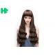 Natural Looking Young Girl Wave Brown Wig With Bangs 26 Inch Length