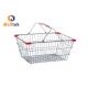 28L Chrome Plated Iron Wire Mesh Shopping Baskets With Handles