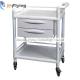 ISO 13485 Two Shelf Medical Trolley Cart Four Steel Pipes
