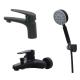 three-piece sStainless steel 304 Hand Shower Wall mount shower Faucet  Comercial  sanitary ware basin mixer Black Color