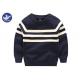 Stripes Reglan Sleeves Boys Knit Pullover Sweater , Boys Cable Knit Jumper Navy Blue