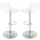 Contemporary Adjustable Acrylic Bar Stools With Backs With Swivel Chrome Leg