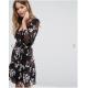 Newest Design Women Floral Print Chiffon Summer Dress with Frill Detail