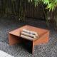 Square Shape Wood Burning Corten Steel Fire Pit 3mm Thickness
