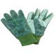 Green Knit Wrist Working Hands Gloves Green PVC Dot Grip Garden Cotton Canvas Gloves