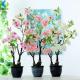 Cherry Blossom Artificial Potted Plants , Peach Flower Fake Bonsai Plants