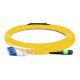10m (33ft) MTP Female to 4 LC UPC Duplex OS2 9/125 Single Mode Fiber Breakout Cable, 8 Fibers, Type B, Elite, LSZH, Yellow