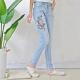 Fashion Embroidered Ladies Straight Leg Jeans / Denim Jeggings Mid Waist Type