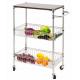 NSF Restaurant Kitchen Use 3 Layers Wire Utility Cart Basket , Rolling Kitchen Utility Cart