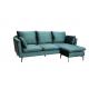 Living Room Velvet Corner Linen Fabric Sofa Metal Legs