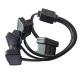 Flat Automotive Obd2 Splitter Cable 1 Male To 3 Female Straighthead