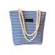 Women's Canvas Shopping Bags Blue / Red / Black Striped With Rope Handles