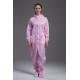 Anti static ESD sterilized dust-proof pink hooded coverall with conductive fiber for class 100 cleanroom